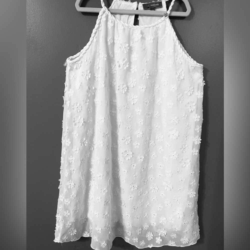 White Chiffon Flower Dress